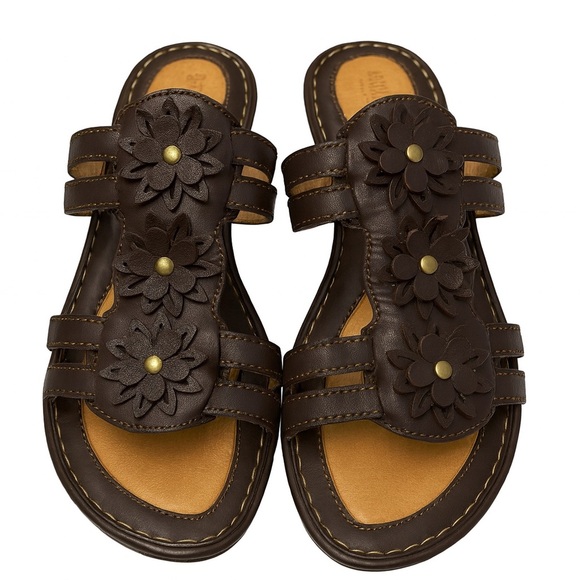 Born Women’s Size 10 Brown Floral Slip-On Wedge Sandals – Brand New Slides - Picture 5 of 5